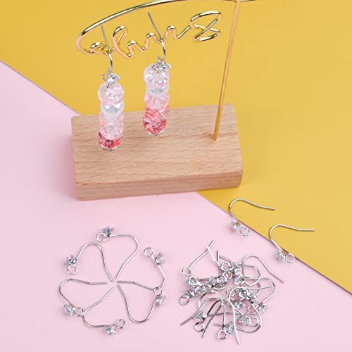 30pcs Silver Diamond Earring Hooks Hypoallergenic French Ear Wire Earrings Fish Hooks with Loop Hole for DIY Jewelry Making Accessories - color: Silver