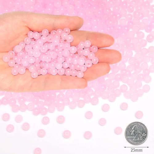 500Pcs Pink Glass Beads for Bracelets, 6mm Round Crystal Glass Beads for Jewelry Making Necklaces Kits Bracelet Earring DIY Crafts(Pink) - color: Pink