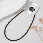 Crystal Choker Necklaces for Women,4mm Handmade Natural Stone Choker Beaded Necklace Healing Crystal Necklace Gemstone Bead Necklaces for Women - color: Black Obsidian
