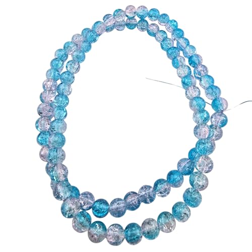 DandS ltd Crackle Lampwork Glass Beads for Jewelry Making, Crystal Blue, Vibrant DIY Bracelets, Necklaces, Beading Supplies & Craft Kits for Handmade Jewelry, 80pcs 0.39 inch (10mm), #J271-10 - color: Crystal-Blue