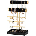 Lolalet Bracelet Display Stand Necklaces Holder, 5 Tiers Jewelry Organizer and Storage Rack with Velvet Slot and Metal Base, for Women Bangles Watches Ring Earrings -Black - color: Black