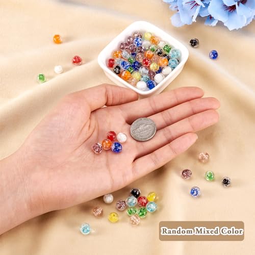 Elecrelive 100Pcs Round Glow in The Dark Glass Beads 8mm Luminous Round Lampwork Beads for DIY Bracelet Necklace Earring Jewelry Making - color: Mix Colors
