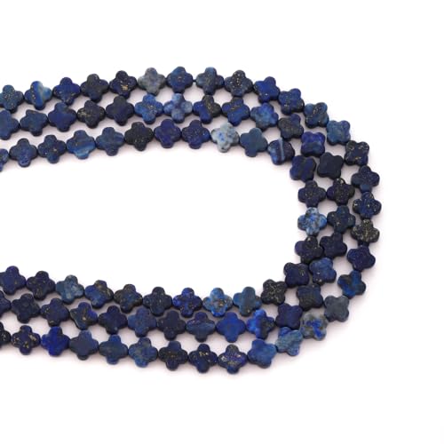 8mm Natural Lapis Lazuli Gemstone Faceted Clovers Beads Four-Leaf Spacer Loose Beads for DIY Jewelry Making Beads - color: Lapis Lazuli