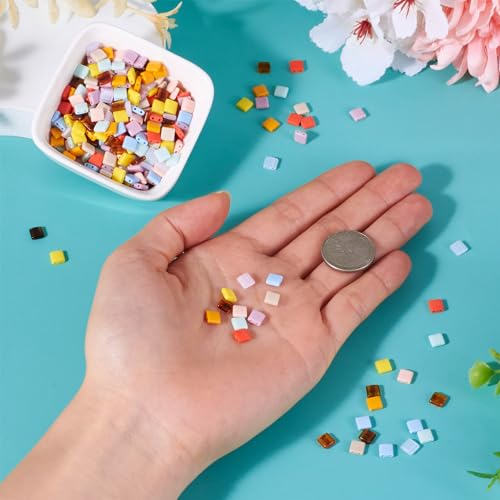 Pandahall 400pcs Acrylic Tila 2-Hole Seed Beads - Flat Square, 5x5mm Opaque Acrylic Spacer Loose Beads (10 Colors) for DIY Craft Multi-Strand Bracelet, Necklace, Earring Making - color: Mix 10 Colors, 400pcs