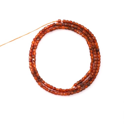 Faceted Natural Red Agate 2-3mm Cube Square Loose Beads Gemstone Small Loose Beads Healing Crystal Energy Stone for DIY Jewelry Making 15" - color: Red Agate