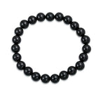 Bling Jewelry Natural Multi Color Semi Precious Gemstone Round Bead 8MM Strand Stackable Stretch Bracelet For Women Men Teen Unisex - color: Black Onyx