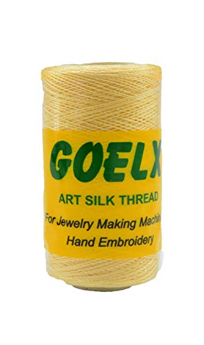 Goelx Silk Thread by Shade No for Jewelry, Tassel Making, Embroidery, Crafts, Shiny Soft Thread Spools - Cream - 55 - color: Cream - 55
