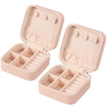 Travel Jewelry Case 2 Pack Mini Travel jewelry Box Portable Organizer Women Girls Gift Box for Rings Earrings Necklaces Bracelets - color: Pink