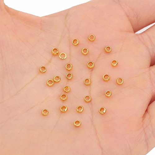 BEADIA 18K Gold Plated Crimp Beads Non Tarnish 3mm 400pcs for Jewelry Making Findings - color: Crimp Beads Gold, size: 3mm