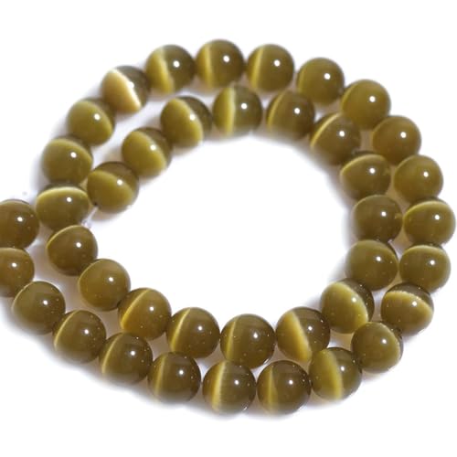 HAAMIIQII 6mm Brown Cat Eye Glass Round Crystal Stone Loose Gemstone Beads for Jewelry Making Bracelets Necklaces Earrings Crafts (60-65pcs) - color: Brown, size: 6mm (60pcs)