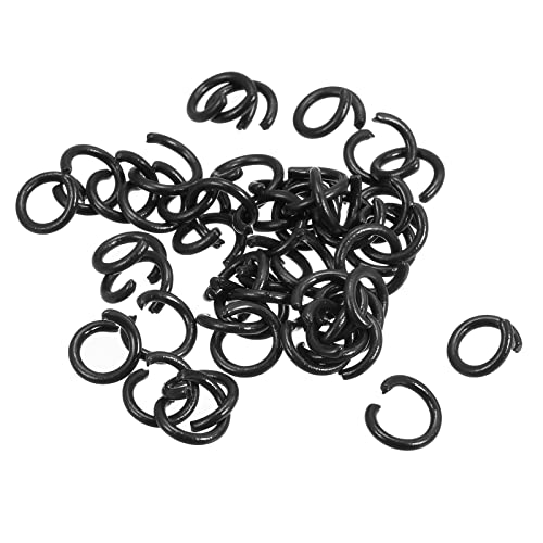 uxcell Open Jump Rings, 8mm Colorful O-Ring Connectors for DIY Crafts Jewelry Making, Carbon Steel, Black, 100Pcs - color: Black, size: 8mm