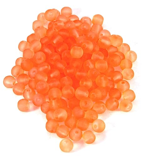 100 Matte Frosted Translucent 6mm x 5mm Round Loose Glass Jewelry Spacer Beads with 1.2mm Hole in Many Colors (Orange) - color: Orange