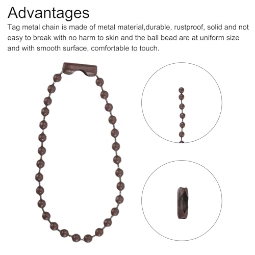 MECCANIXITY Ball Bead Chain Beaded Necklace Chains 5 Inch Adjustable Metal Ball Chains 2.4mm/0.1inch Keychain for Jewelry Making,DIY Craft Projects,Pack of 12(Brown) - color: Brown