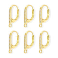 6Pcs Gold Leverback Earring Hooks, Hypoallergenic 14K Goldplated Dangle Ear Hooks French Hoop with Zirconia, 925 Sterling Silver Findings Earring Leverback Hook Making Replacement Supplies Set - color: 6PCS_Gold