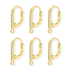 6Pcs Gold Leverback Earring Hooks, Hypoallergenic 14K Goldplated Dangle Ear Hooks French Hoop with Zirconia, 925 Sterling Silver Findings Earring Leverback Hook Making Replacement Supplies Set - color: 6PCS_Gold