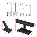 MOOCA Jewelry Display Set, Necklace Display Bust, Earring Organizer, Ring Holder Stand for Showcase and Store, Premium Fabric - color: 6) 10 piece. Black Faux Leather