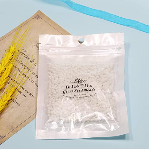 Bala&Fillic White Color 4mm Seed Beads About 1200pcs/100Grams in Bag, 6/0 Glass Craft Beads for Making Bracelet and Necklace (White) - color: White -4mm
