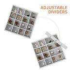 Fixwal Jewelry Organizers and Storage, 14in Stackable Jewelry Drawer Organizer, Set of 5 Jewelry Trays with Removable Dividers, Multi-Layer Tray for Earrings Necklaces Bracelets Watches, Grey