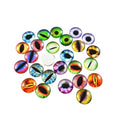 Julie Wang 12mm 60pcs Mixed Dragon Eyes Round time gem Cover Glass Cabochon Dome Cameo Pendant Settings - size: 12MM-60PCS