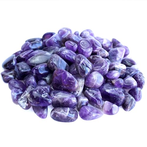 3Lb Amethyst Crystal Tumbled Stone Bulk Healing Crystals Stones Set Polished Raw Amethyst Crystal Stones Rocks for Jewelry Making, Reiki Healing - color: Amethyst