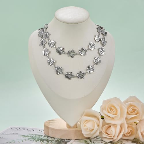 UMAOKANG 2 Meters Stainless Steel Jewelry Making Chain Roll Decorative Flower Link Chain on Spool - color: Silver Flower