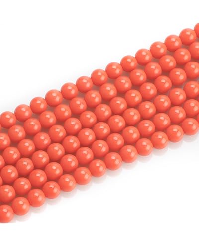 8mm Glass Beads 46PCS Glass Beads for Jewelry Making Charm Round Loose Bead for Bracelet Making Kit (Red Glass) - color: Red Glass