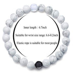 Hamoery Men Women 8mm Tiger Eye Stone Beads Bracelet Elastic Natural Stone Yoga Bracelet Bangle - color: Simulated Howlite-21003