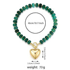 GZQ Chunky Gold Heart Necklace for Women, Resin Beaded Chain with Puff Heart Adjustable Clasp, Perfect for Daily Wear Party Date Streetwear Outfits Fashion Jewelry Gift - color: Green
