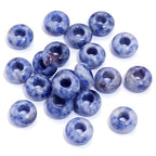 20Pcs Natural Blue Sodalite Large Hole Beads, 8x14mm Rondelle Gemstone Spacer Beads 6mm Big Hole for Jewelry Making, Beading Bracelets, Macrame & Hair Braiding - color: Blue Sodalite