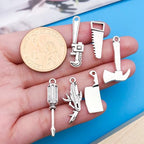 Youdiyla 80pcs Alloy Ancient Silvery Father's Day Series New Tool Set Pendant Jewelry Making DIY Keychain Earrings Pendant Various Design Charms for Jewelry Making Bracelets Necklace (SN899) - color: SN899