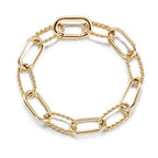 CIUNOFOR 14k Gold Filled Cable Wire Bracelet for Women, 7.8 inches Classic Twist Rope Threader Interlocking Bracelet Textured Link Chain, Fits 6.8”–7.4” Wrists