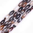 GEM-Inside Natural 8x16mm Oval Olives Shape Botswana Onyx Sardonyx Agate Stone Beads for Jewelry Making Loose Beads Strand 15" - size: Brown-8x16mm