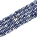 160pcs 4x2mm Natural Blue White Sodalite Disk Rondelle Spacer Stone Semi Precious Gemstone Loose Beads for Jewelry Making 15 Inch - color: Blue White Sodalite