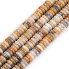 JOE FOREMAN 2x6mm Natural Yellow Crazy Lace Agate Stone Heishi Disc Rondelle Spacer Beads for Jewelry Making Full 15" Strand Energy Stone Healing Power Crystal - color: Yellow Crazy Lace Agate