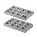 Stackable Jewelry Organizer Tray For Drawers,White Leather Small Earring Storage Tray,Bracelet And Necklace Display Box,Jewelry Ring Display Case (Gray 12 Grids) - style: Gray 12 Grids