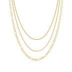 Tewiky Layered Necklaces for Women Non Tarnish- Chunky 14k Gold Plated Herringbone/Snake/Rope/Box/Cuban Link Chain for Women Waterproof Layering Stack Choker Necklace Trendy Dainty Tarnish Free Jewelry Set - color: 3 Bead/cuban/figaro-Gold