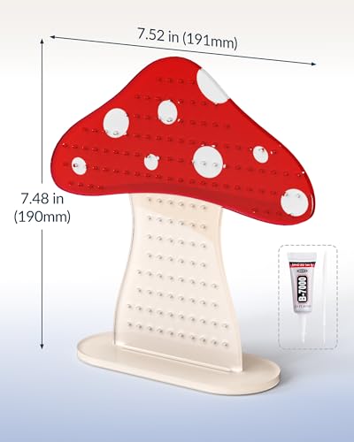 NiHome Mushroom Earring Holder Organizer, Acrylic Earring Stand with 152 Holes for Stud Earrings, Cute Tabletop Jewelry Display & Storage for Girls, Women, Gift