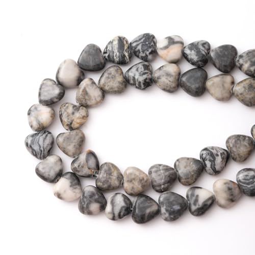 10mm Natural Map Stone Beads Heart Shape DIY Loose Gemstone Energy Healing Crystal Charms for Jewelry Making Handmade - color: Map Stone