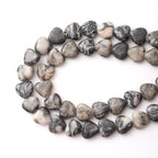 10mm Natural Map Stone Beads Heart Shape DIY Loose Gemstone Energy Healing Crystal Charms for Jewelry Making Handmade - color: Map Stone