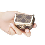 Royal Bagger Genuine Cow Leather Mini Jewelry Box Women's Coin Purse Solid Color Kiss Lock Change Pouch Casual Style Small Storage Bag for Women 1894 (Coffee-6894) - color: Coffee-6894