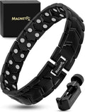 MagnetRX® Ultra Strength Magnetic Bracelet – Effective Stainless Steel Magnetic Bracelets for Men – Adjustable Length with Sizing Tool for Perfect Fit (Black) - color: Black Arrow Style (2X Strength)