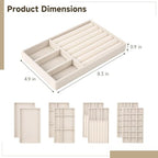 8 Pcs Jewelry Drawer Organizers, Velvet Jewelry Trays for Drawer, Stackable Jewelry Trays, Ideal for Rings, Earrings, Bracelets, Necklaces, Beige - color: Beige