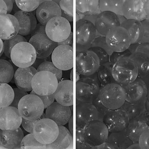 100Pcs Glass Beads 10mm Round Moon Frosted Cracked Water-Activated Transparent Glazed Beads, Ideal for DIY Bracelets Necklaces Phone Charms Craft Supplies (Translucent White) - color: Grey