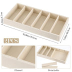 2 Pack Sunglasses Organizer Tray 6 Grid Jewelry Glasses Holder Storage Organizer Drawer Eyeglasses Sunglasses Display Velvet Tray for Women Glasses Jewelry Display Watch (Beige)