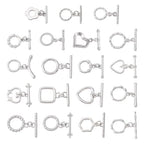 38Pcs Platinum Toggle Clasp, 19 Styles Bracelet Closure Clasps IQ Toggle Clasps Oval Flower Heart Clasp Fastener Hook Toggles Connectors for Necklace Bracelet Jewelry Making - color: Platinum-19 Styles
