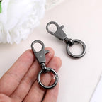 2 Pcs Double Opening Keychain Clip, Heavy Duty Zinc Alloy Swivel Lobster Clasp with Key Ring Spring Snap Hook Purse Clip for Jewelry Lanyard, DIY Crafts Purse Making Camping Travel Accessories (Black) - color: Black
