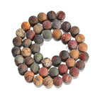 6mm Picasso Jasper Matte Round Natural Gematone Loose Beads for Jewelry Making DIY 1 Strand 15" - color: Matte Picasso Jasper, size: 6mm