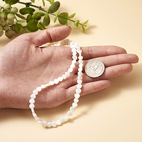 Fashewelry 62pcs Heart Freshwater Shell Beads 6mm Tiny White Heart Shell Charm Seashell Summer Beach Beads for DIY Crafts Valentines Day Necklace Bracelet Earring Jewelry Making Supplies - color: 1-White, 6x6mm