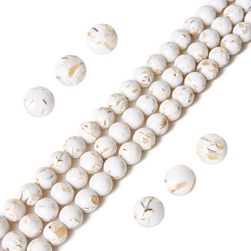 35pcs 10mm White Shell Turquoise Beads Natural Gemstone Beads Round Loose Beads for Jewelry Making - color: White Shell Turquoise, size: 10mm