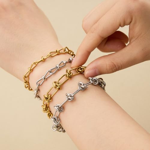 SMYHTGLIF 2 Meters Stainless Steel Jewelry Making Chain Bulk with Buckles Silver Paperclip Chain for Jewelry Making - color: Knot Silver